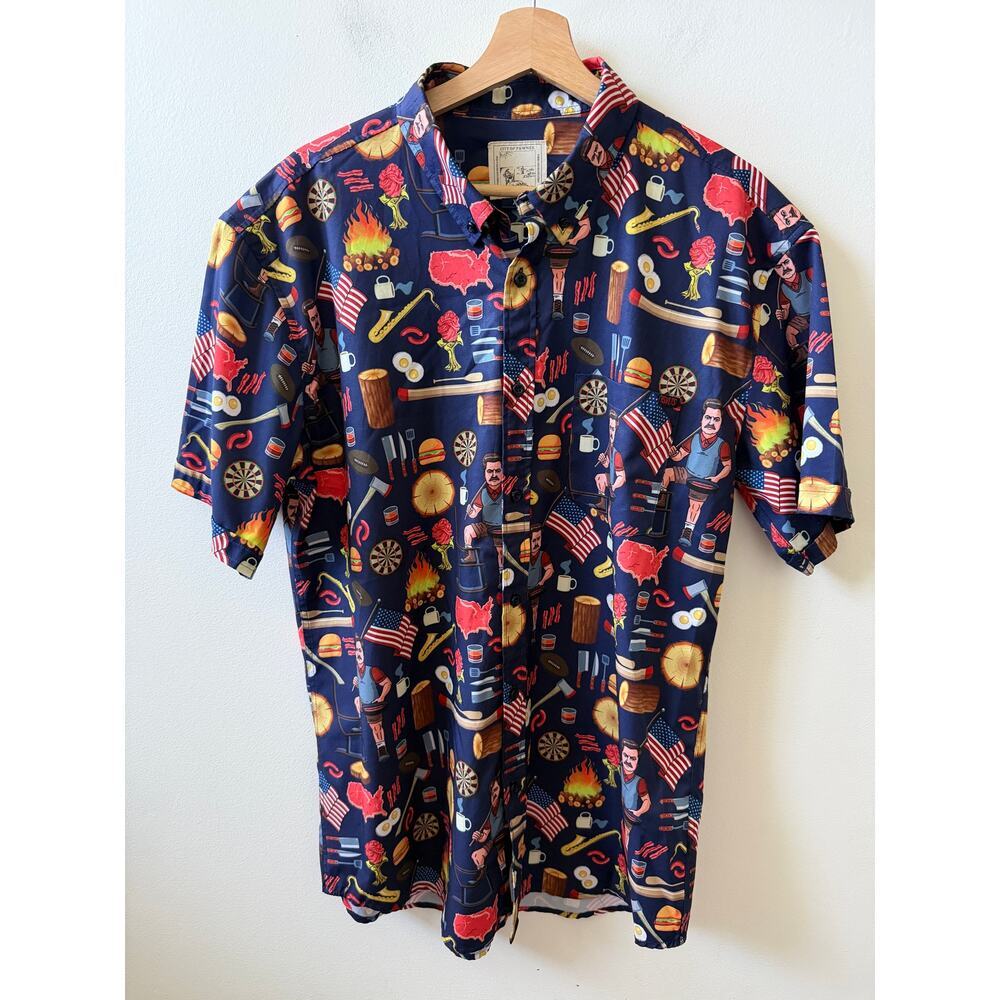 RSVLTS Parks and Rec/ Ron Swanson button up shirt men's size XL
